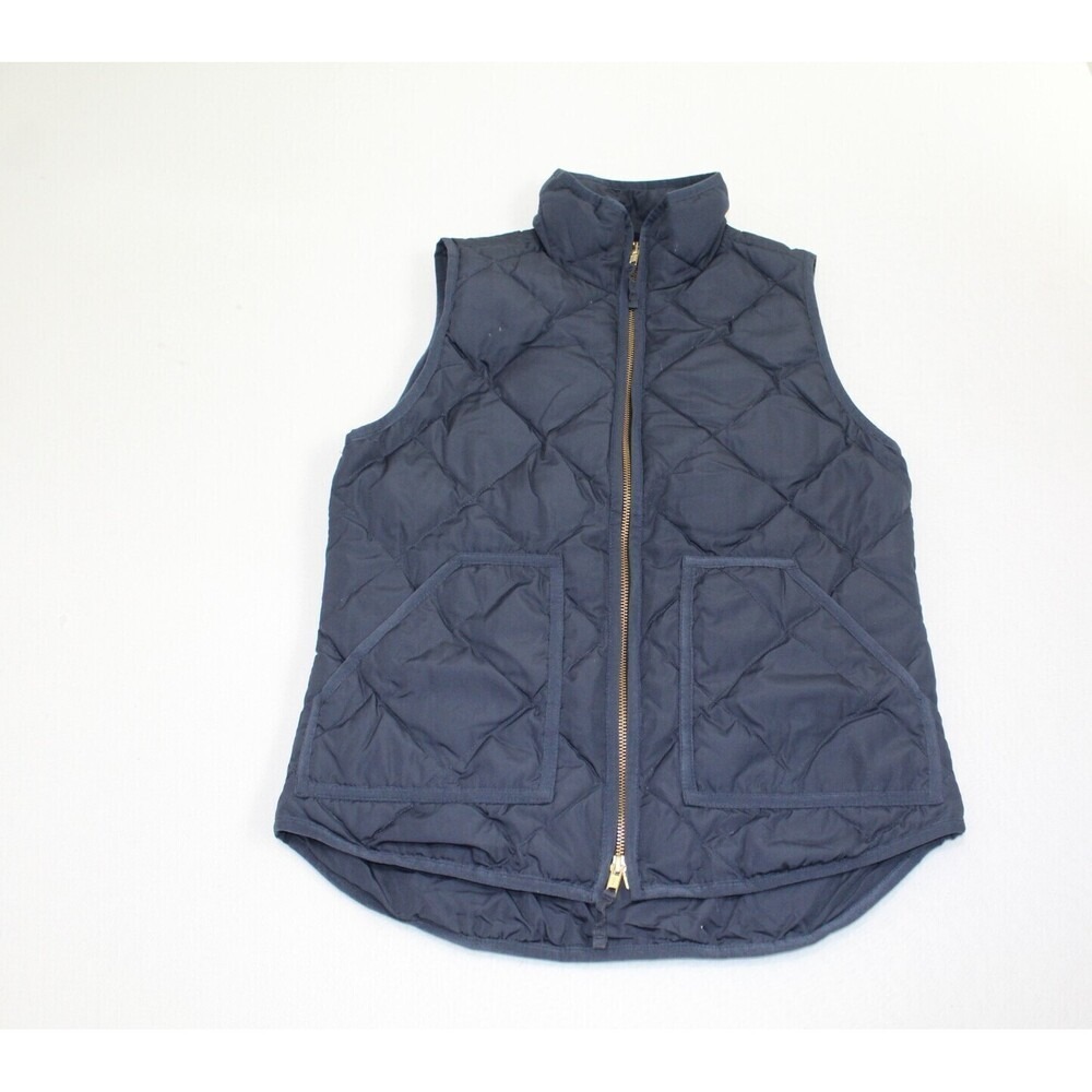 J.Crew Puffer Vest Women‎ XS Blue Excellent Quilted Down Mock Neck 92465